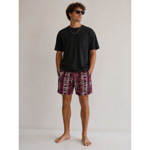 Beach Rays Tribal Print Board Shorts Size 34 Pink Black Swim Trunks Surf Shorts